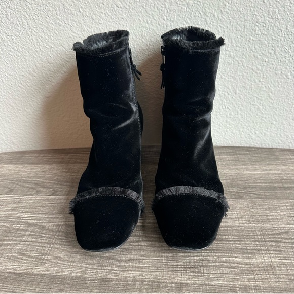 Stuart Weitzman On The Fringe Black Ankle Boots Block Heel Booties Womens Size 9 - Picture 8 of 15